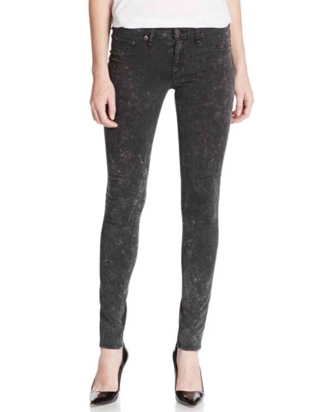 Rag & Bone Acid Wash Jegging Pants Skinny Jeans Rock Black Size 27